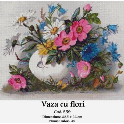 Model goblen Vaza cu flori